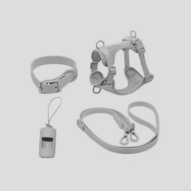 Waterproof Dog Collar & Harness Set – Leash, Collar & Poop Bag Holder for Dogs