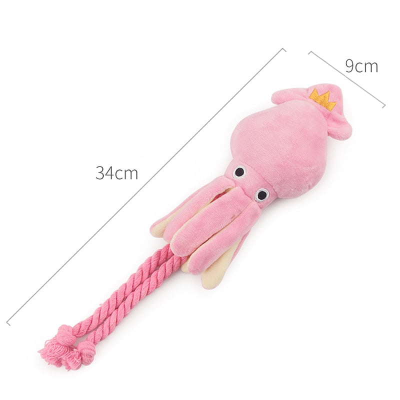 Cute Squid Dog Toy Sound BB Plush Pet Puppy Rope Toys Pink Chew Squeak Toys For Cat