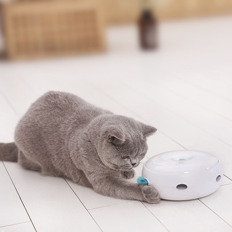 Smart Spinning Cat Toy - Interactive Donut Mouse Catcher with Teasing Feather for Endless Playtime!