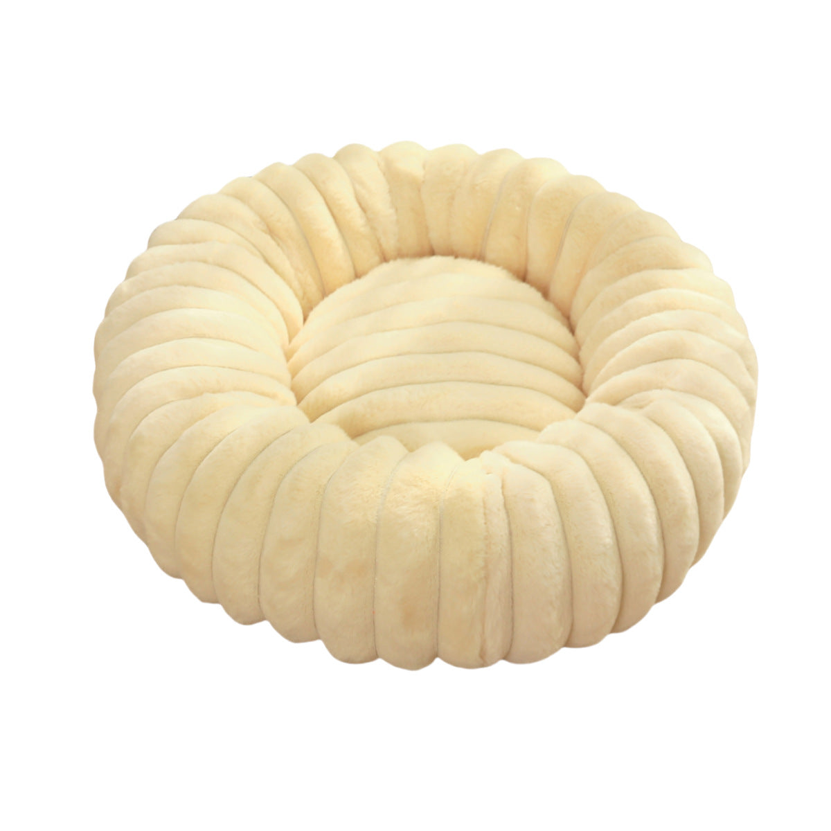 Pet bed high weight straight striped rabbit plush pet velvety round dog cat bed