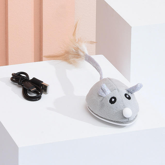 Electric Mouse Pet Cat Toy USB Rechargeable Flocking Mouse Cat