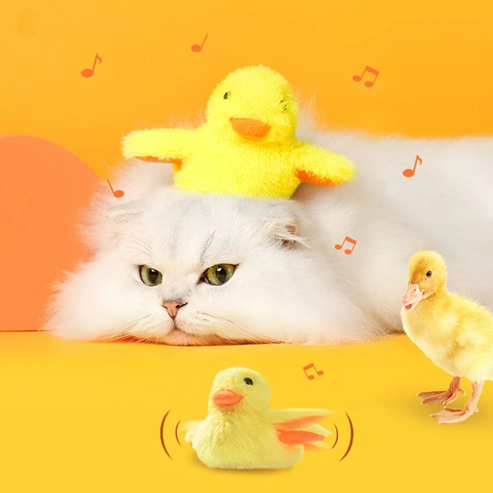 Interactive Plush Duckling Cat Toy – Gravity Electric Motion Bright Yellow chick