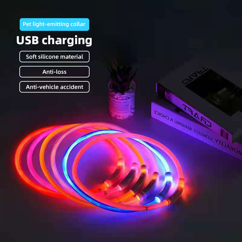 USB Rechargeable LED Dog Collar – Adjustable & Bright for Night Walks-6 colors -3 adjustable sizes