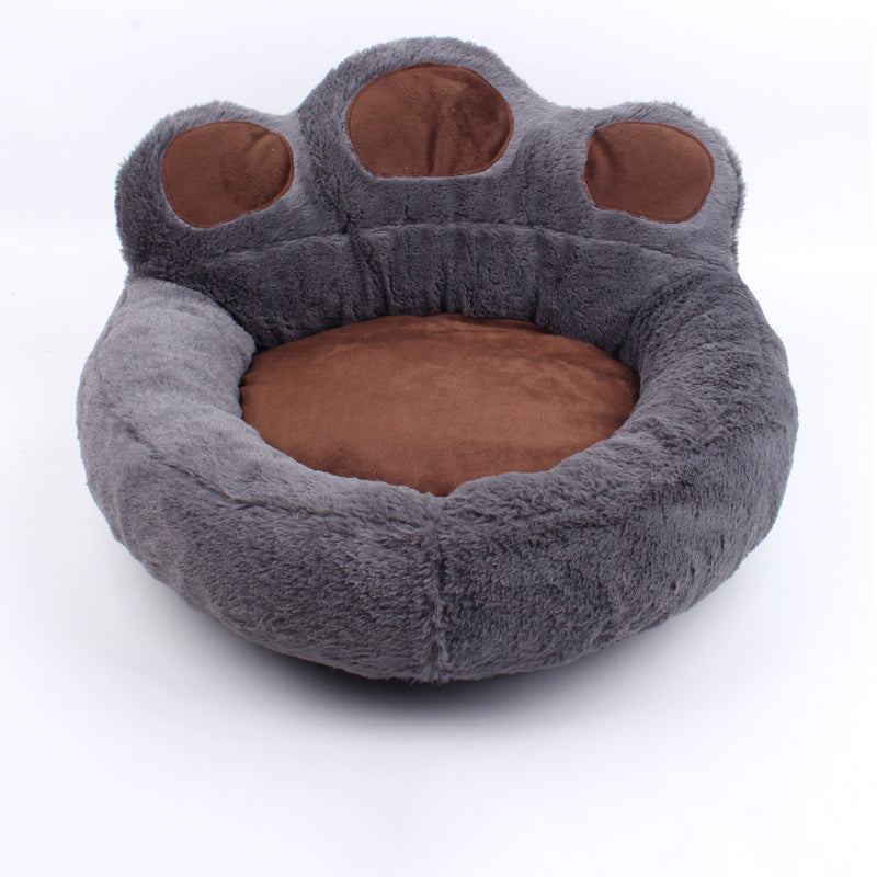 Cozy Paw-Shaped Plush Pet Bed - Washable, Detachable, All-Season