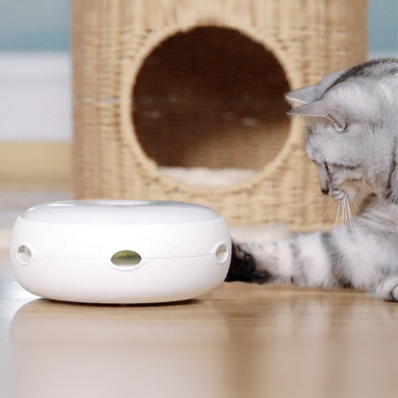 Smart Spinning Cat Toy - Interactive Donut Mouse Catcher with Teasing Feather for Endless Playtime!