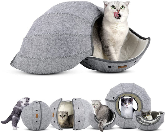 7-in-1 Foldable Breathable Cat Bed & Tunnel Cave – 4 Colors