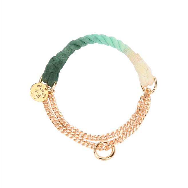 Rainbow Gold Chain Pet Leash & Collar Set – Stylish and Durable