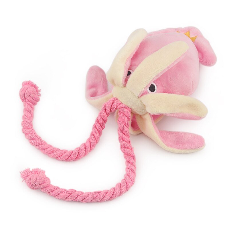 Cute Squid Dog Toy Sound BB Plush Pet Puppy Rope Toys Pink Chew Squeak Toys For Cat