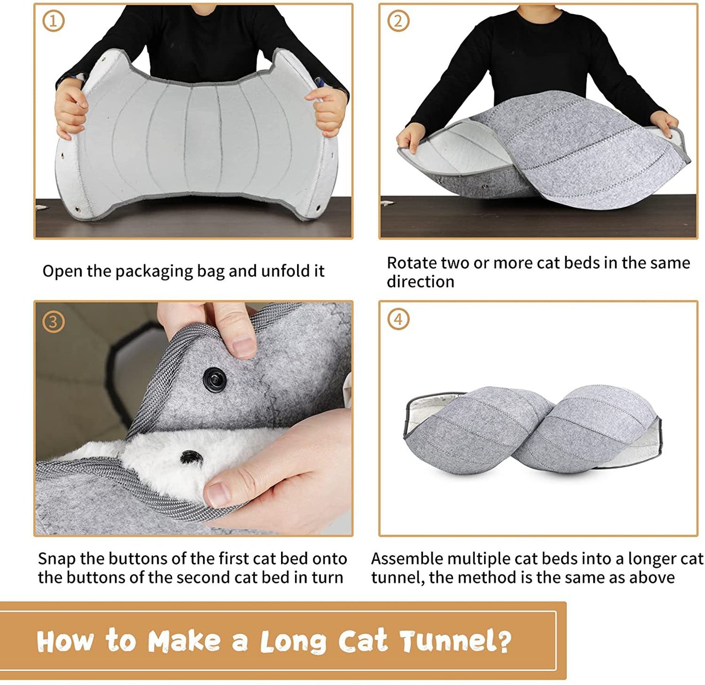 7-in-1 Foldable Breathable Cat Bed & Tunnel Cave – 4 Colors
