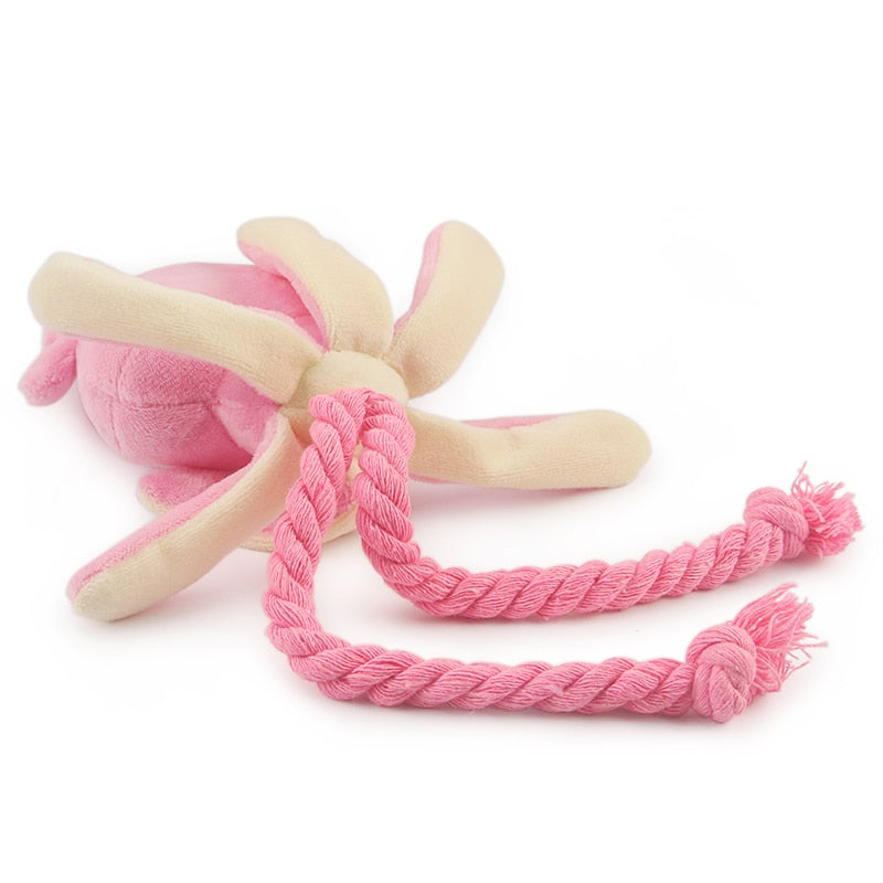 Cute Squid Dog Toy Sound BB Plush Pet Puppy Rope Toys Pink Chew Squeak Toys For Cat