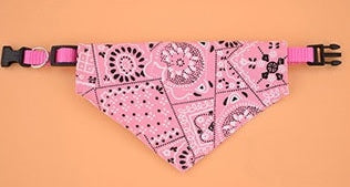 Classic Paisley Pet Retractable Bandana - S, M, L (Pink, Blue, Red, Black)