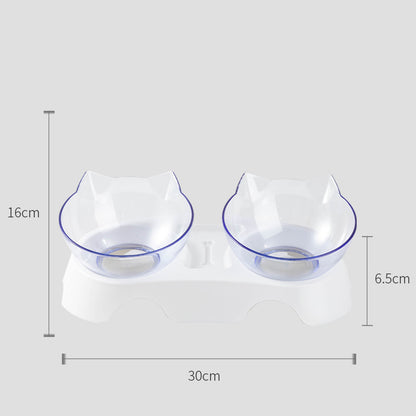 Ergonomic Cat Feeding & Water Bowl – Double Transparent Cat Ear Bowls