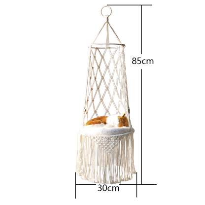 Elegant Hand-Woven Cat Hammock Bed – Wall Hanging Pet Swing Bed