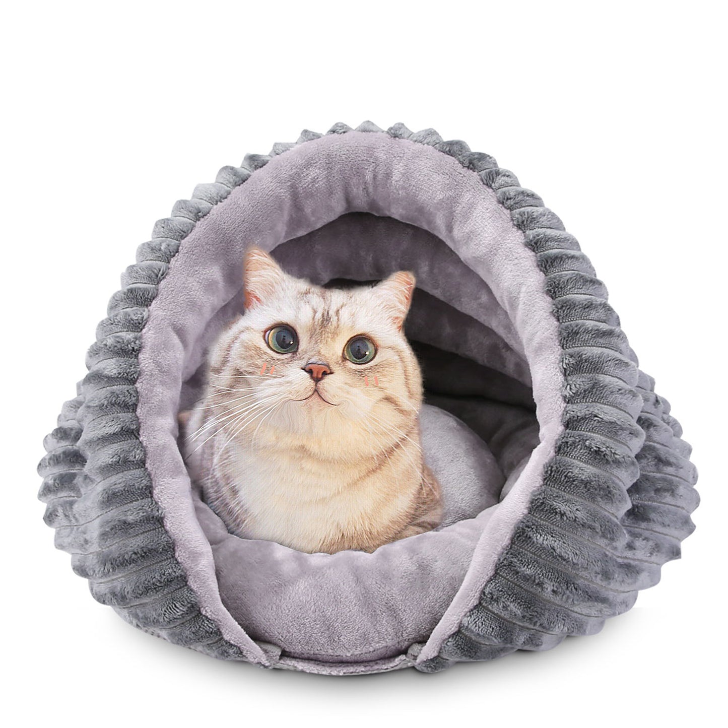 Cozy Conch Pet Nest | Small Dog & Cat Bed | Warm Velvet Comfort