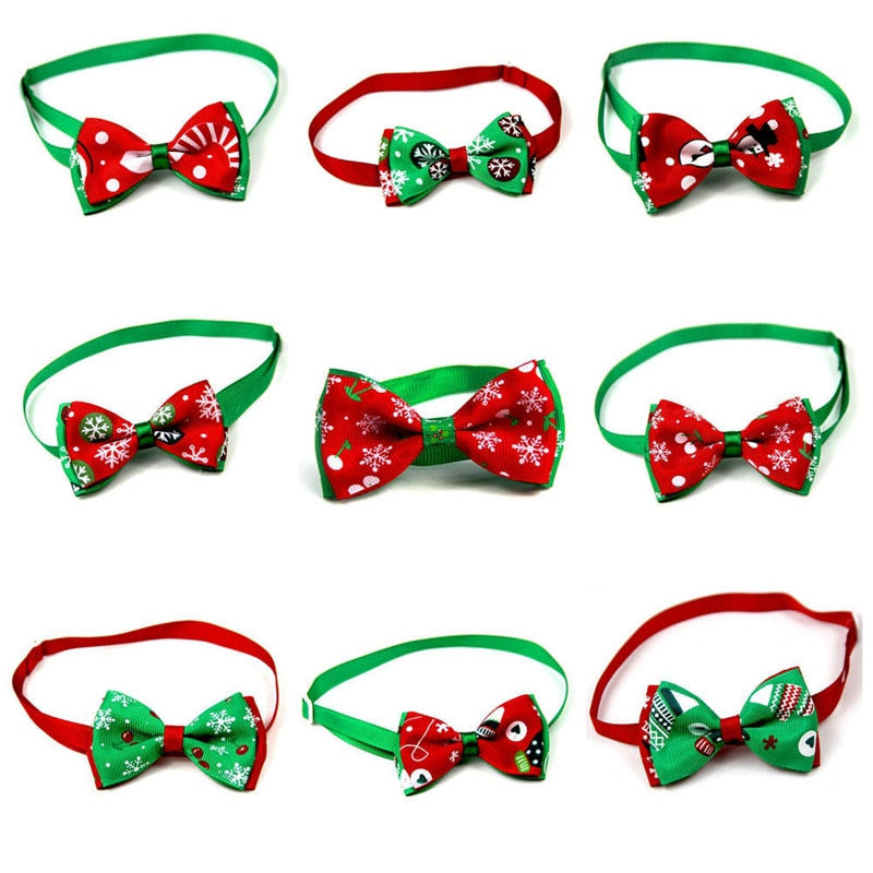 Adjustable Holiday Pet Collar with Bow Tie – Festive Accessory for Cats and Dogs