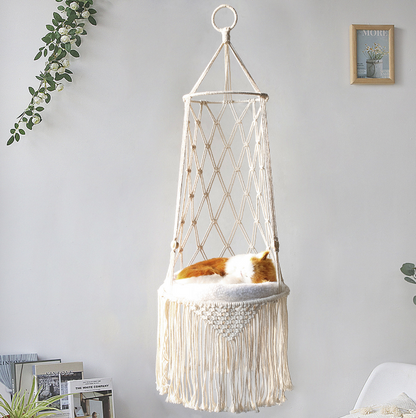 Elegant Hand-Woven Cat Hammock Bed – Wall Hanging Pet Swing Bed