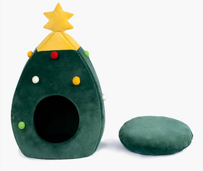 Christmas Tree Cat & Dog House – Washable Pet Cave for Cozy Winter Comfort