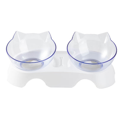 Ergonomic Cat Feeding & Water Bowl – Double Transparent Cat Ear Bowls