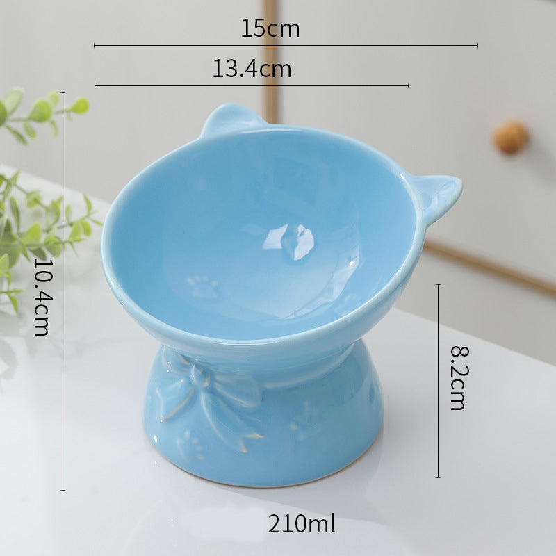 Cute Ceramic Cat Bowl Tall Cat Shape Cat Food Bowls