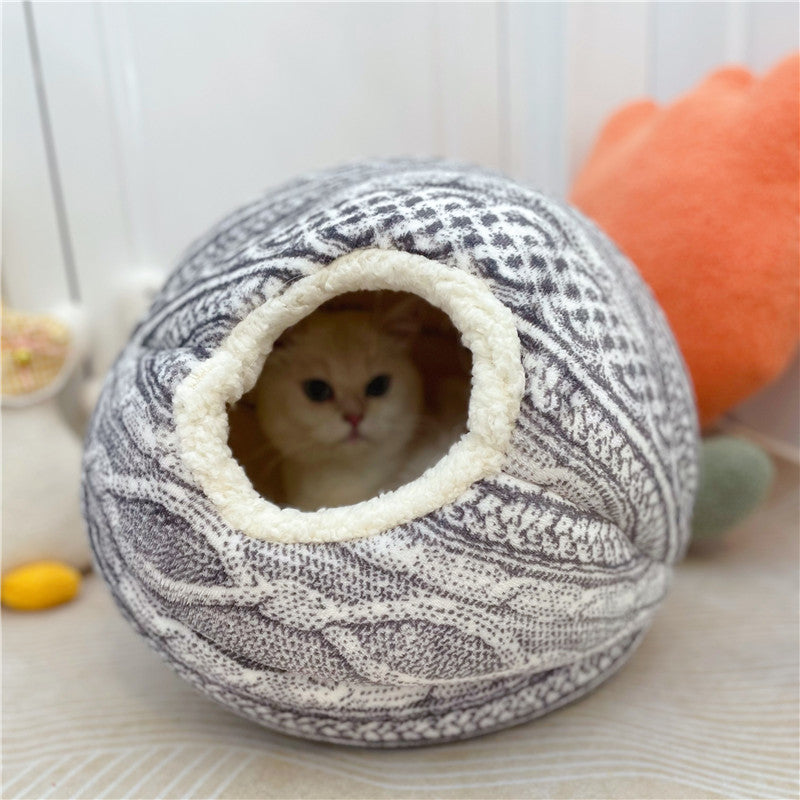 Snuggle Ball Woven Wool Cat Nest – 37 cm of Cozy Fun