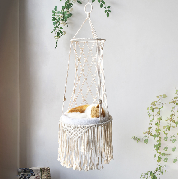 Elegant Hand-Woven Cat Hammock Bed – Wall Hanging Pet Swing Bed