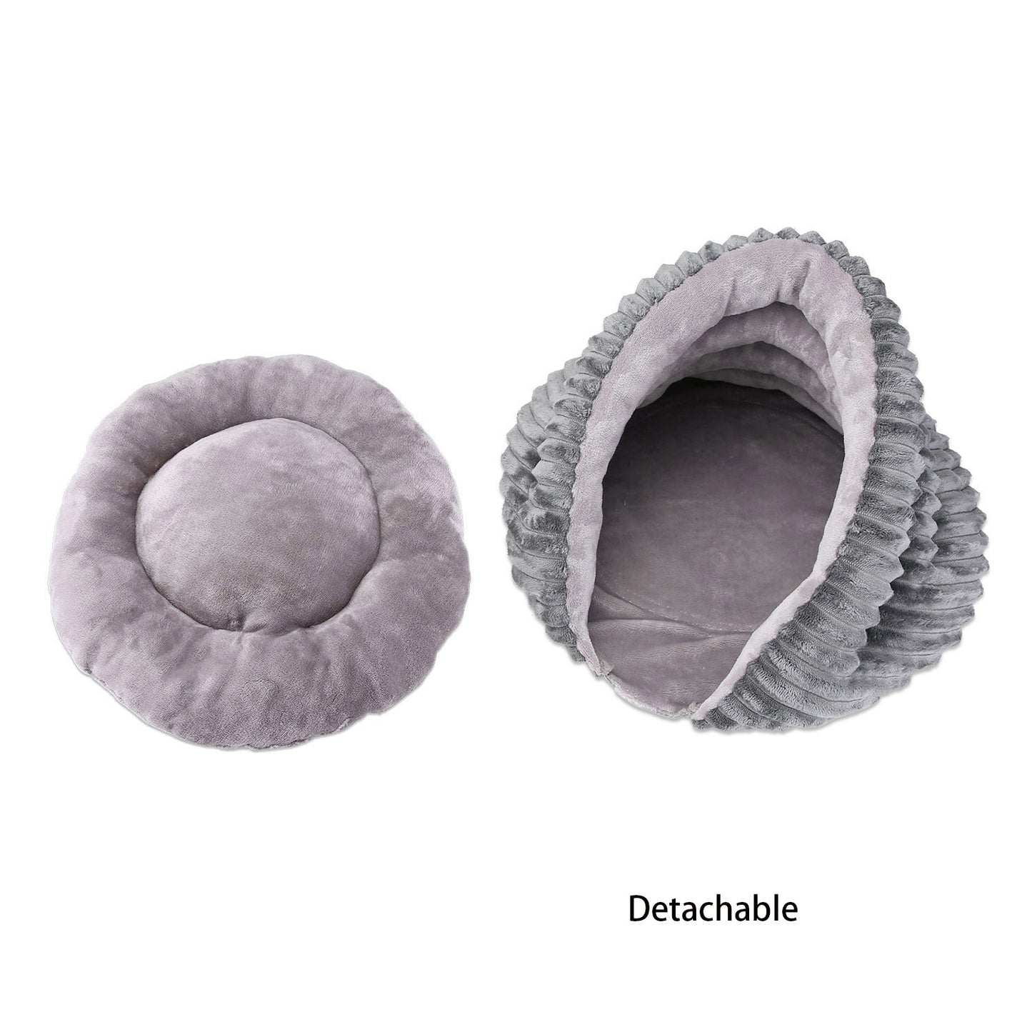 Cozy Conch Pet Nest | Small Dog & Cat Bed | Warm Velvet Comfort