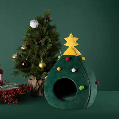 Christmas Tree Cat & Dog House – Washable Pet Cave for Cozy Winter Comfort