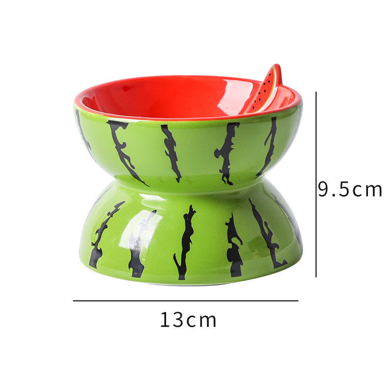 Ceramic Cat Food Bowl Protects Cervical Vertebra Oblique Mouth Pet Products High Foot Bowl Cat Food Water Bowl