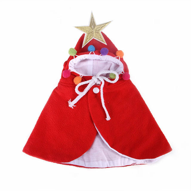 Festive Pet Party Cloak Dress - Hooded Transforming Fleece Outfit for Cats &amp; Dogs