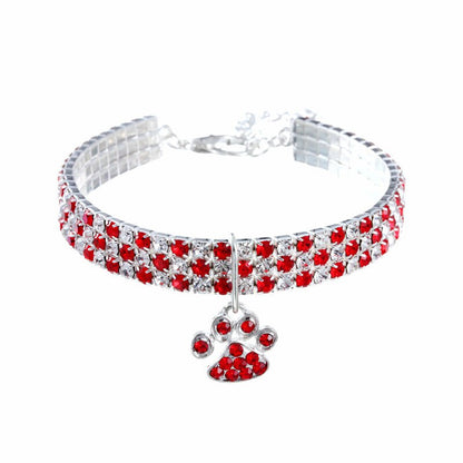 Rhinestone Cute Paw Dog Collar – Adjustable Jewelry Accessory for Pets