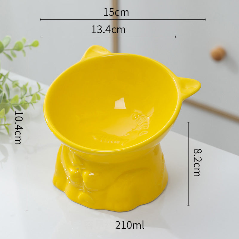 Cute Ceramic Cat Bowl Tall Cat Shape Cat Food Bowls