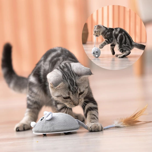 Electric Mouse Pet Cat Toy USB Rechargeable Flocking Mouse Cat