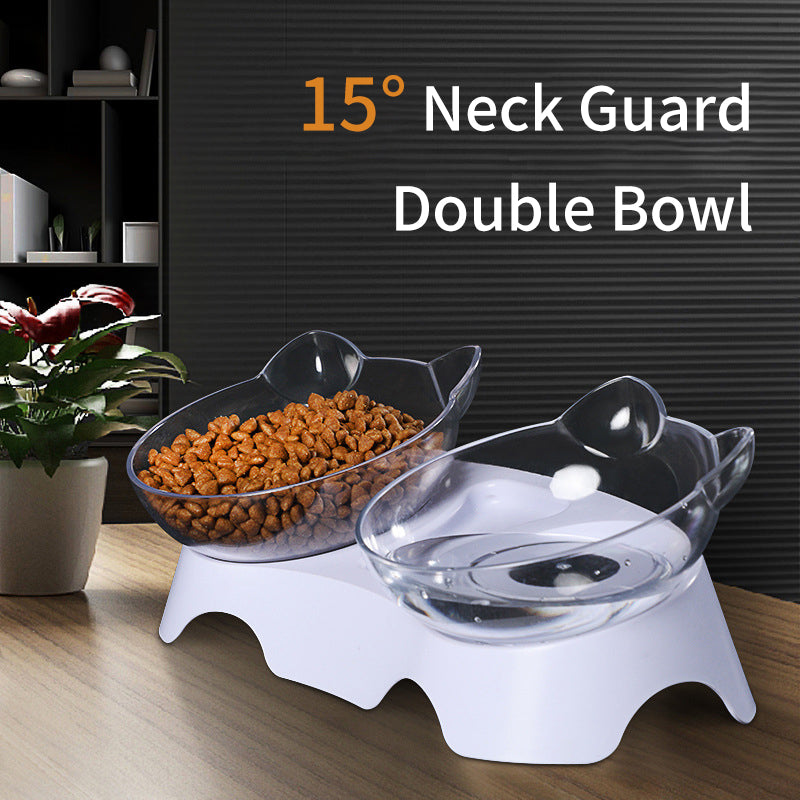 Ergonomic Cat Feeding & Water Bowl – Double Transparent Cat Ear Bowls