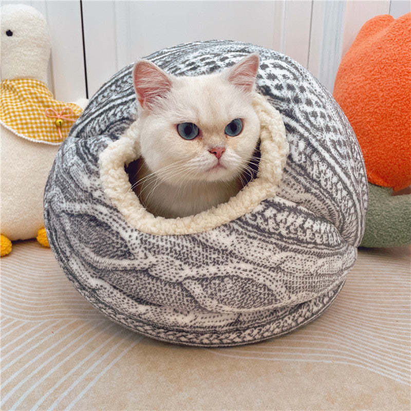 Snuggle Ball Woven Wool Cat Nest – 37 cm of Cozy Fun