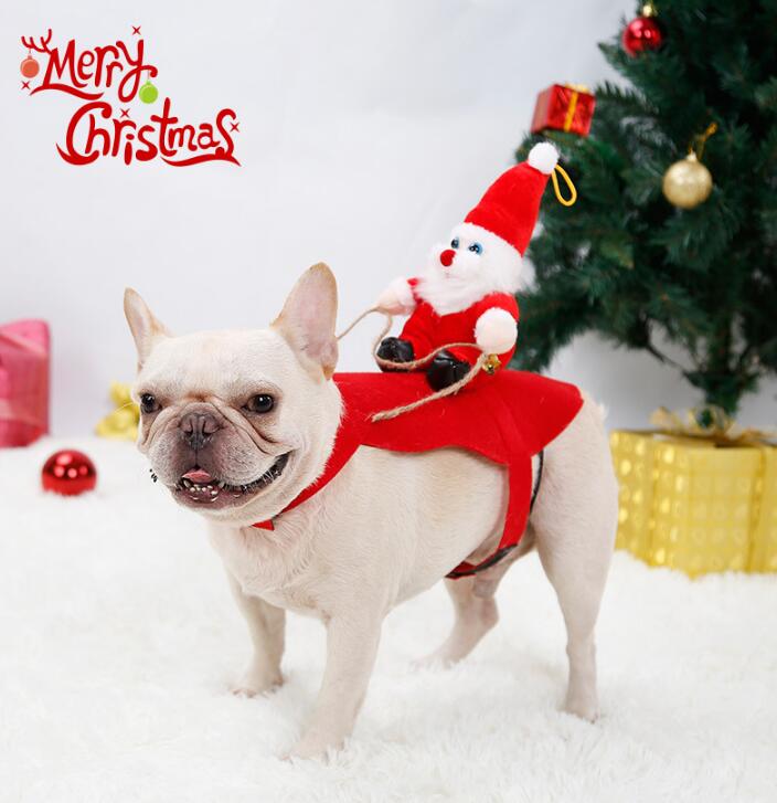 Christmas Pet Costume – Santa on Back, Felt Cloth, Dog Halloween Costume Pet Costume with Santa on Back Halloween Costume-Dog