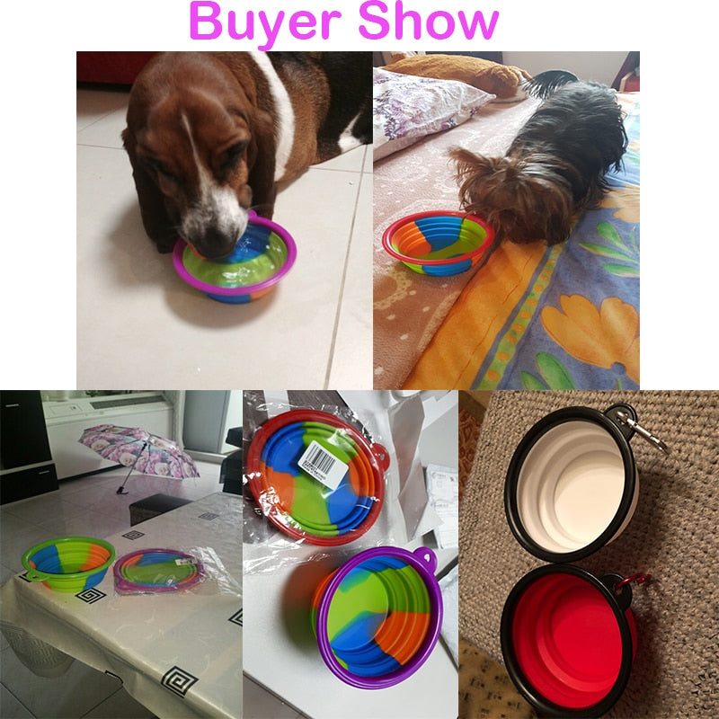 Collapsible Silicone Dog Travel Bowl - 350ml Portable Food & Water Container in 24 Colors