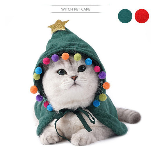 Festive Pet Party Cloak Dress - Hooded Transforming Fleece Outfit for Cats &amp; Dogs