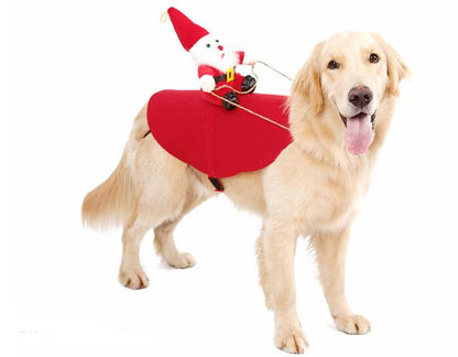 Christmas Pet Costume – Santa on Back, Felt Cloth, Dog Halloween Costume Pet Costume with Santa on Back Halloween Costume-Dog