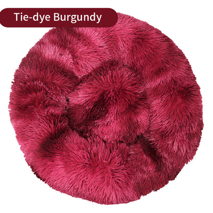 Tie-Dye Round Long Plush Pet Bed Dogs - Cats