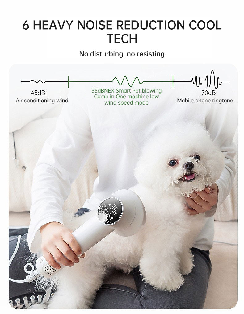 Intelligent Pet Hair Dryer – Silent, Safe Blow & Comb for Dogs & Cats