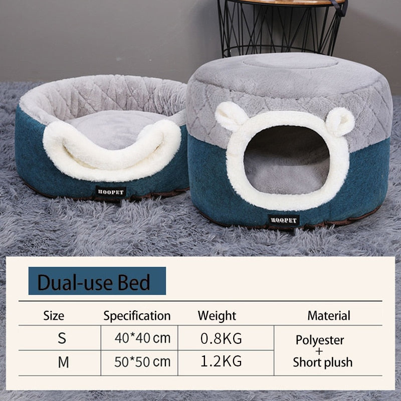 2 in 1 Cat Bed House Soft Plush Puppy Cushion Small Dogs Cats Nest l Sleeping Pet Dog Bed Pet Cubby