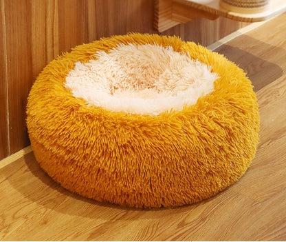 Round Long Plush Pet Bed for Cats and Dogs – Cozy Winter Sleeping Bed in 7 Colors and 5 Sizes