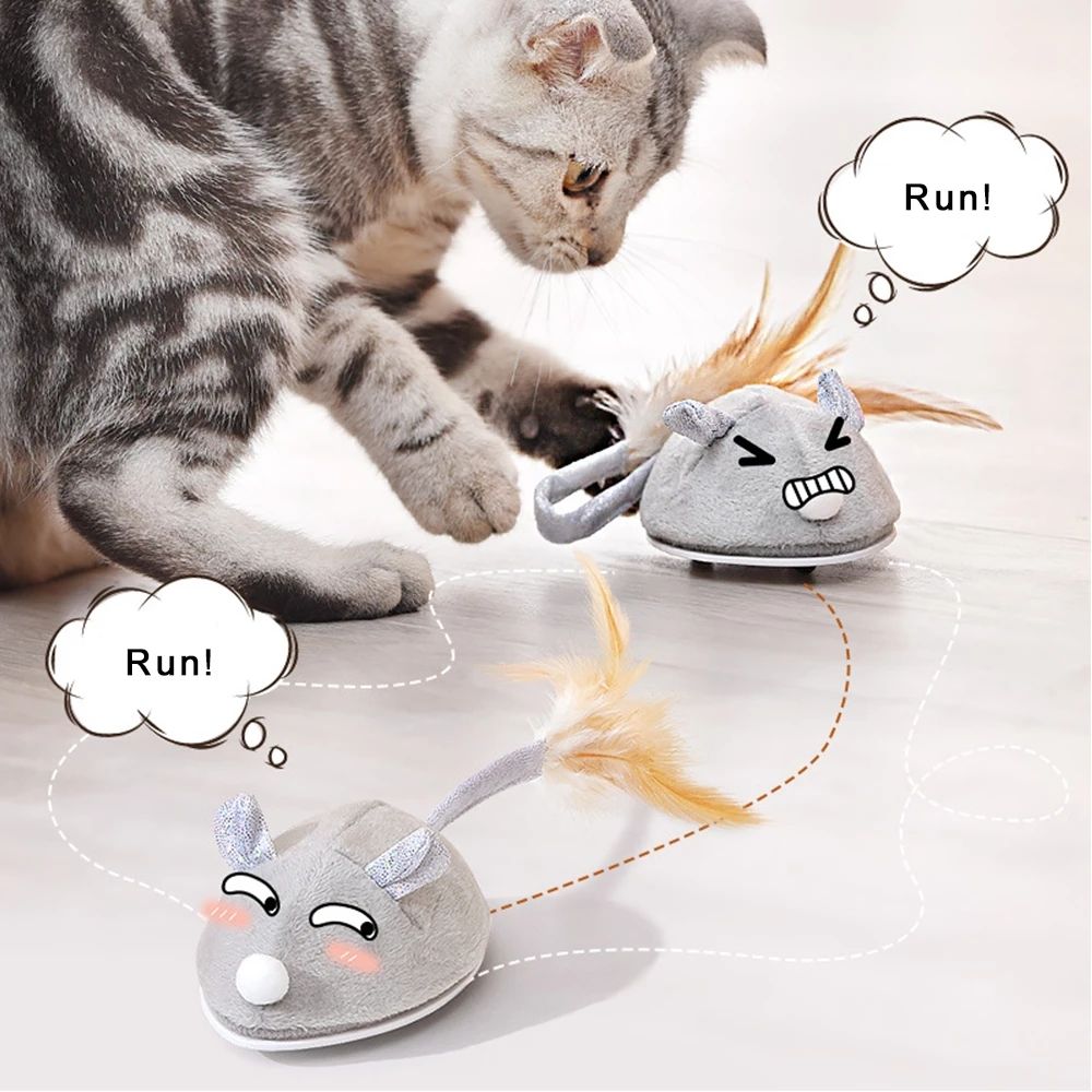 Electric Mouse Pet Cat Toy USB Rechargeable Flocking Mouse Cat