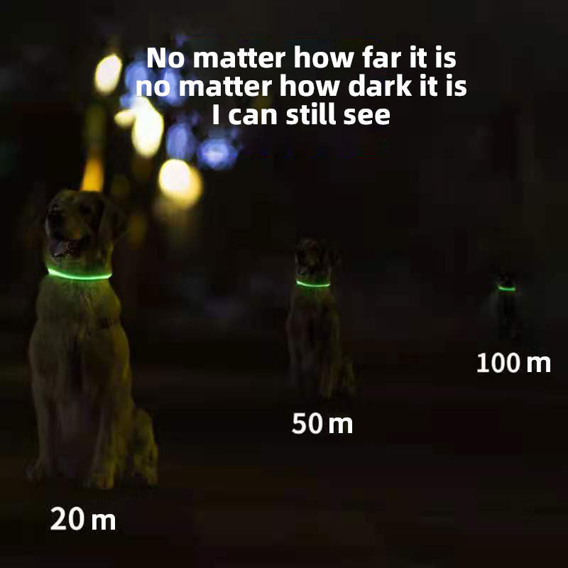 USB Rechargeable LED Dog Collar – Adjustable & Bright for Night Walks-6 colors -3 adjustable sizes