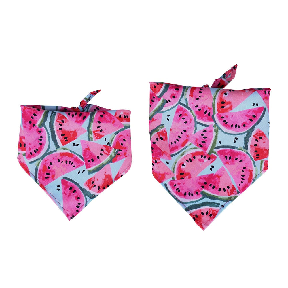 Fruit Print Pet Dog Bandana Small Dog Cat Scarf Adjustable Cotton Dog Puppy Bandanas Bibs Summer Pet Dog Grooming Accessories