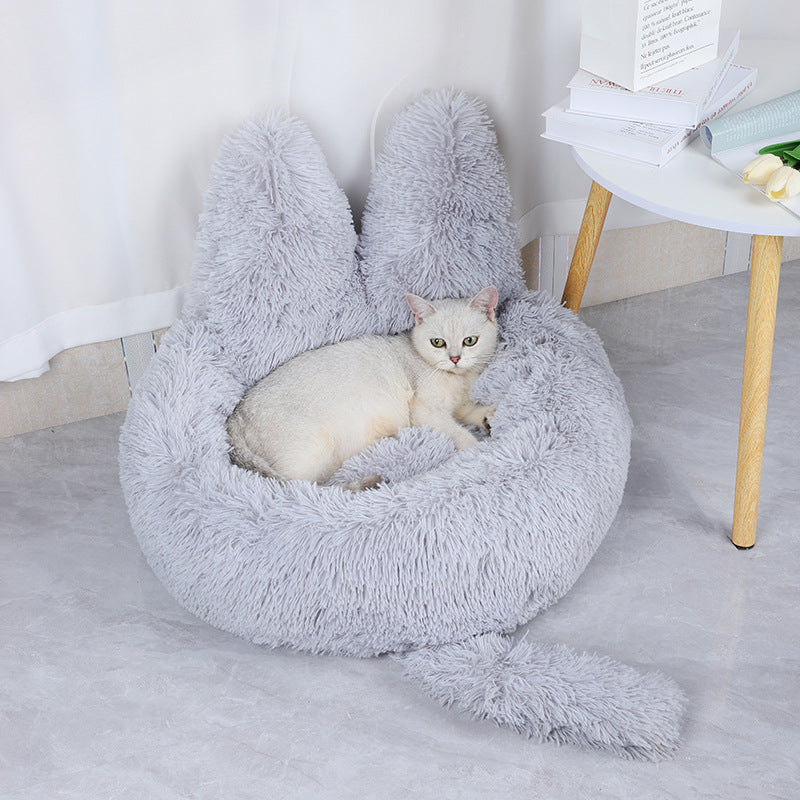 Round Cat Bed With Ears & Tail Plush Pet Bed-Cat-Dog -Pet Bed