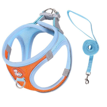 Reflective Adjustable Dog Harness and Leash Set – Anti-Pull, No-Choke Design for Small Dogs and Cats.