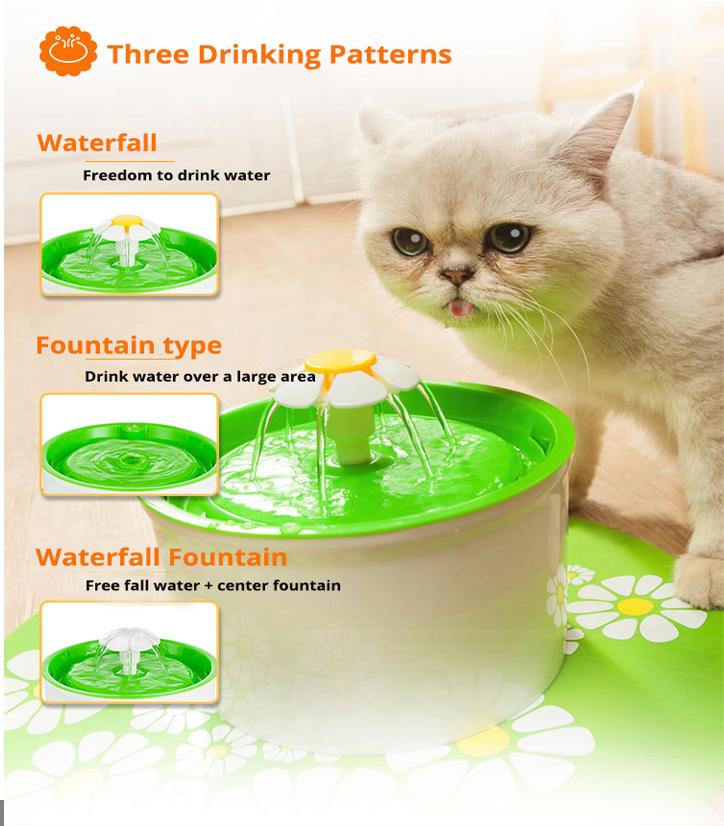 Automatic Flower Pet Drinking Fountain – Electric Water Dispenser with Filter for Cats and Dogs