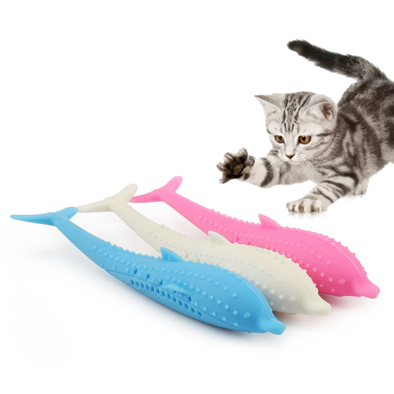 Soft Silicone Mint Fish Cat Toy Catnip Pet Toy Clean Teeth Toothbrush Chew Cats Toys