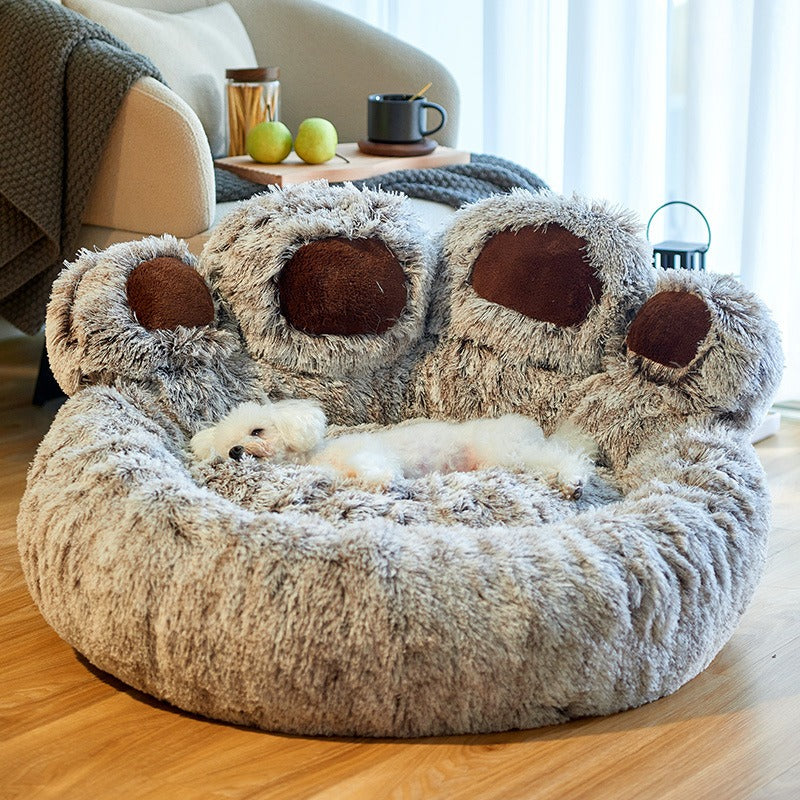 Bear Paw Dog Bed - Removable & Washable Pet Bed, Medium & Large, Plush Options